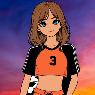 realistic girl wearing soccer jersey