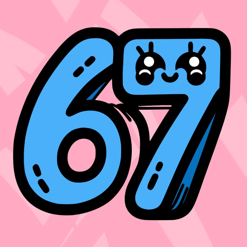 the numbers 67