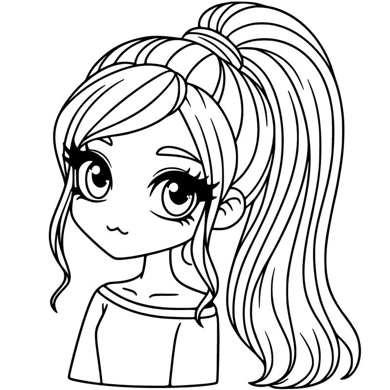 pretty girl with high ponytail