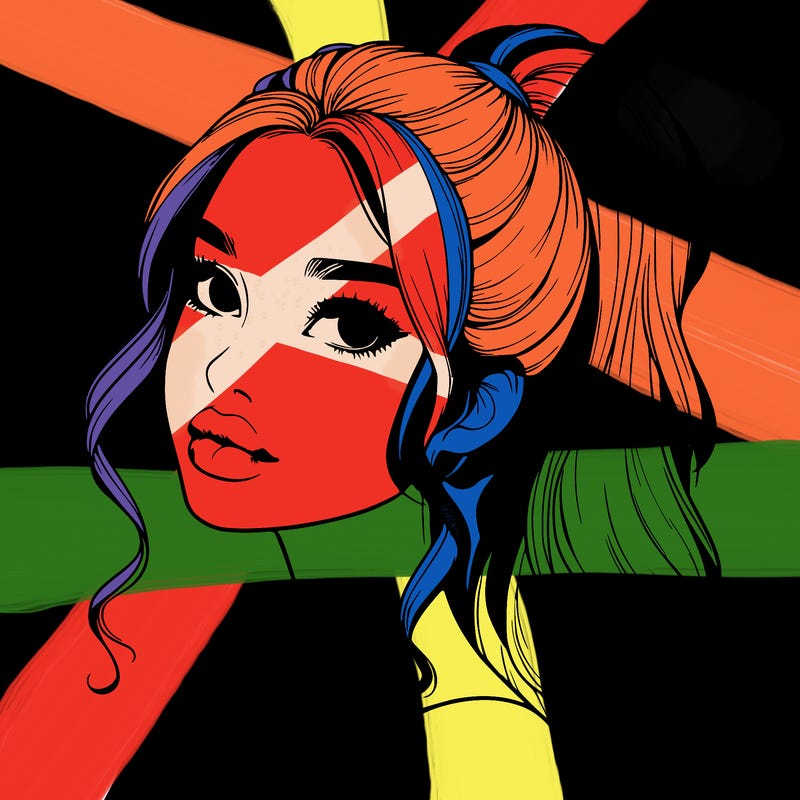 realistic girl with a ponytail on her hair and lips