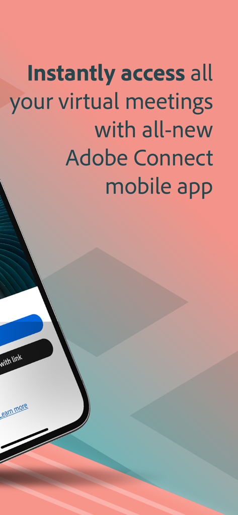 バーチャル会議やクラスルームにアクセスするためのAdobe Connectモバイルアプリの画面