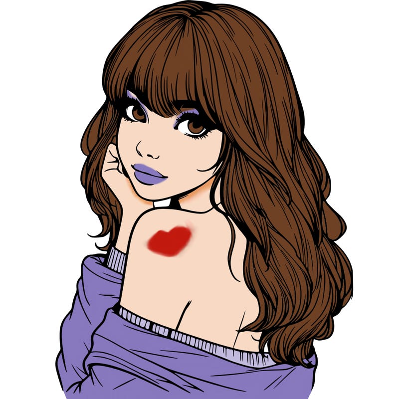 realistic girl with bangs looking over her shoulder