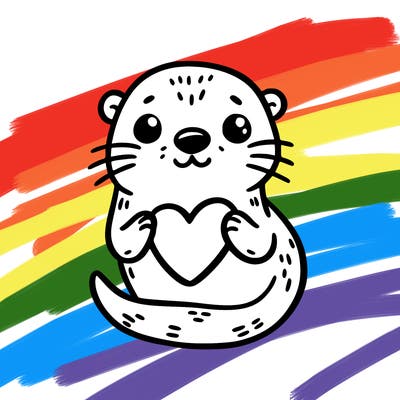 otter with a heart