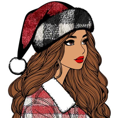 realistic girl in santa hat