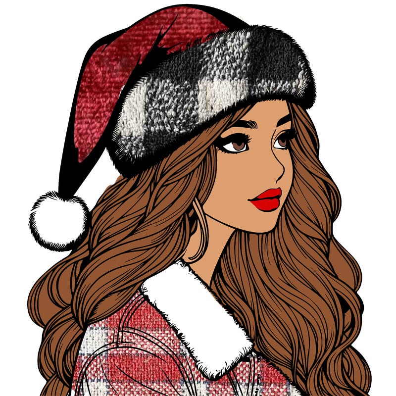 realistic girl in santa hat