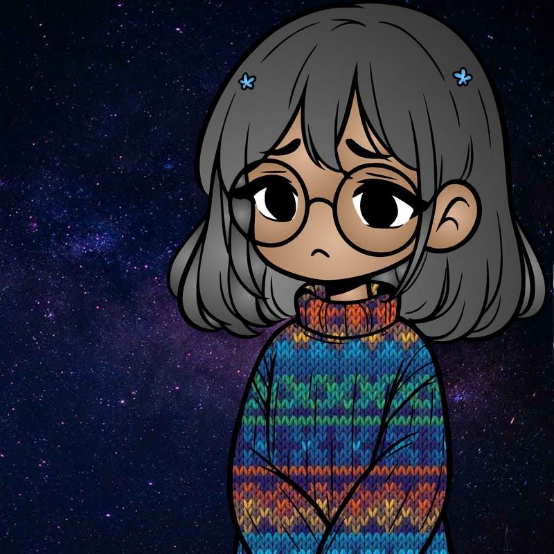 sad girl with glasses in a sweater