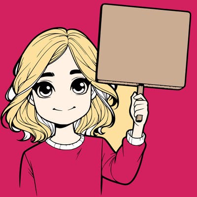 realistic girl holding up a sign