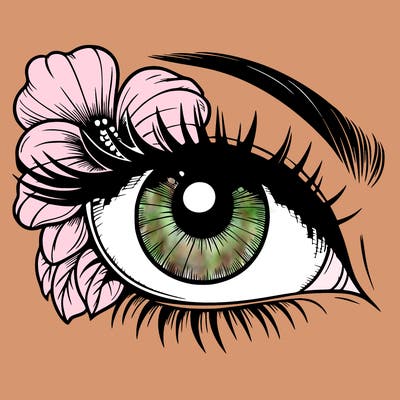 realistic eye with flower