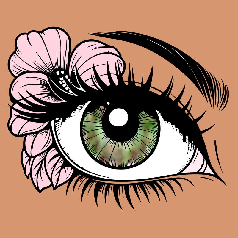 realistic eye with flower