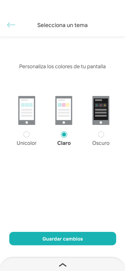 Bantrab mobile app theme selection screen showing unicolor, light, and dark mode options