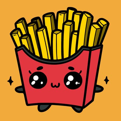 a cute. french fries