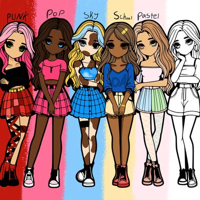 a group of girls realistic