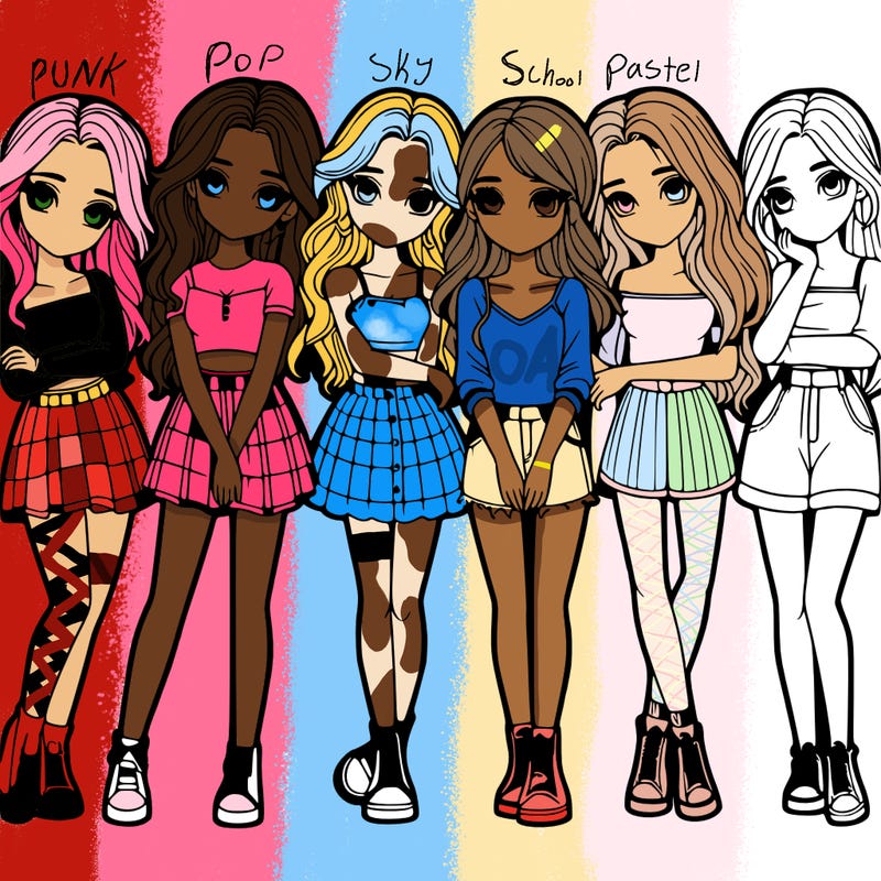 a group of girls realistic