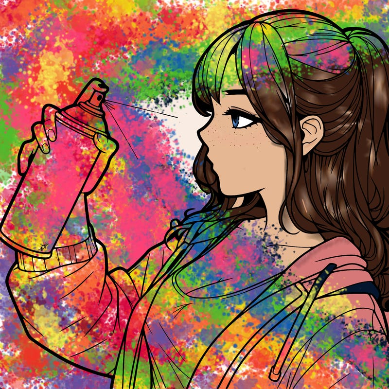 a realistic girl spray, painting