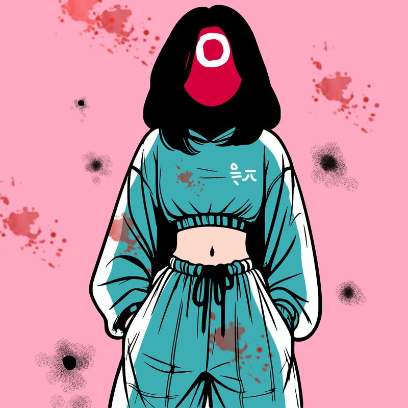 realistic girl faceless with baggy pants and a crop top