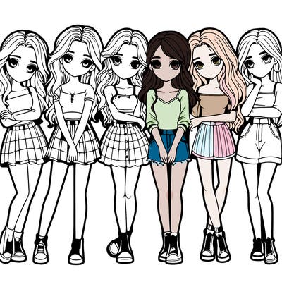 a group of girls realistic