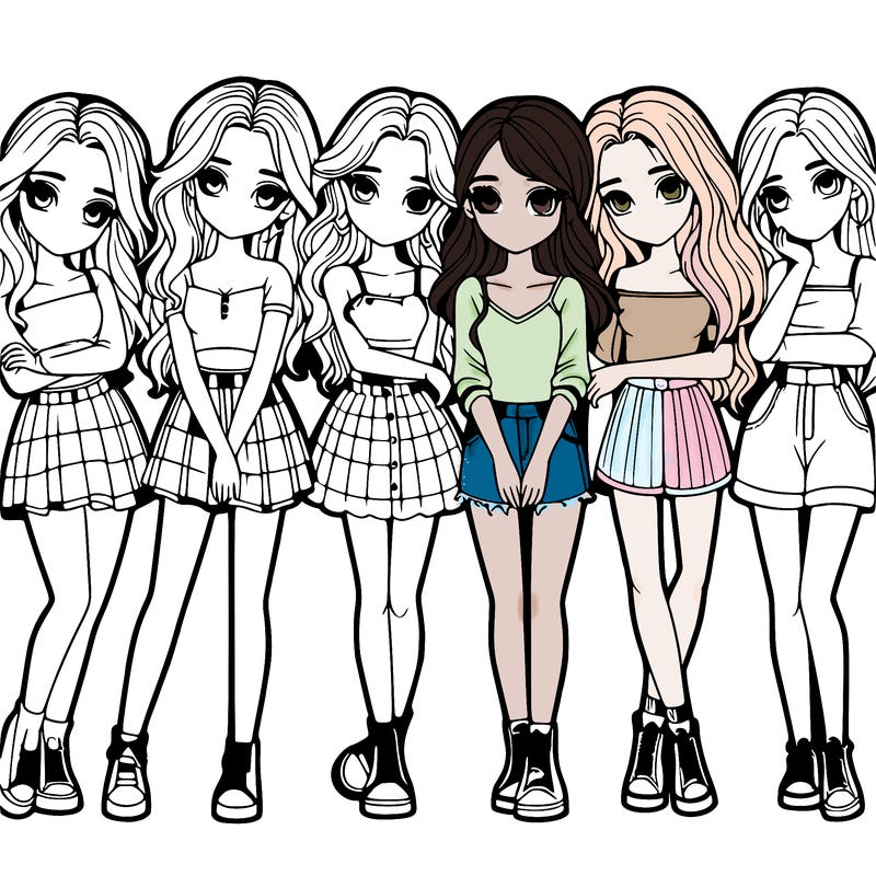 a group of girls realistic