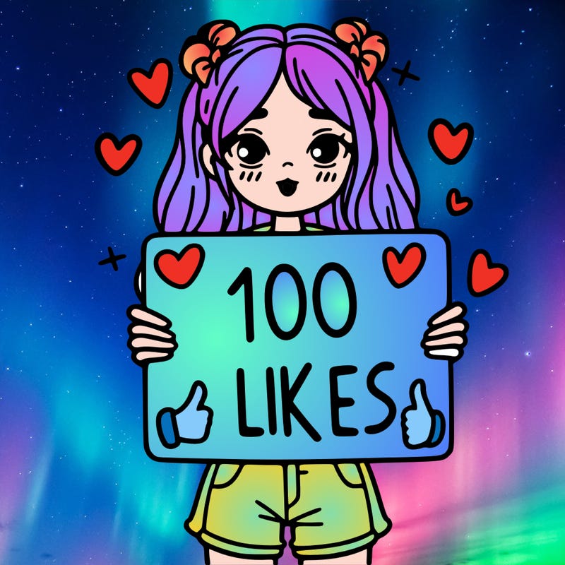 girl holding a sign saying 100 likes