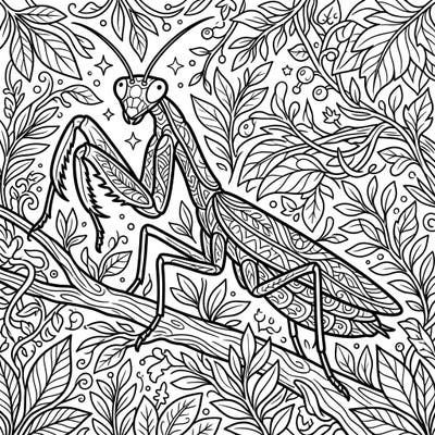 Unwind with our beautifully detailed praying mantis coloring page, thoughtfully designed for seniors. This intricate nature scene offers both relaxation and a wonderful opportunity for cognitive stimulation.