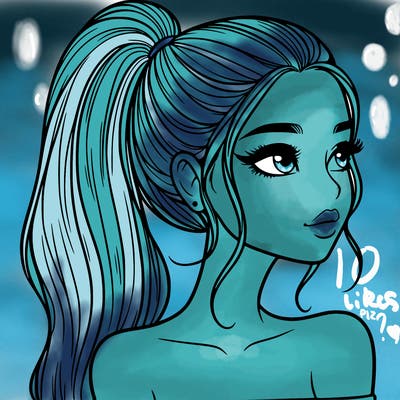 a beautiful and realistic girl with a high pony tail