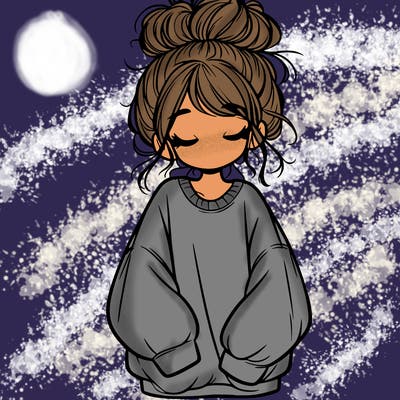 girl with baggy sweatshirt and messy bun