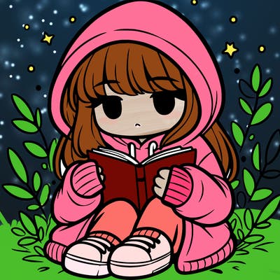 girl in oversized hoodie reading a book