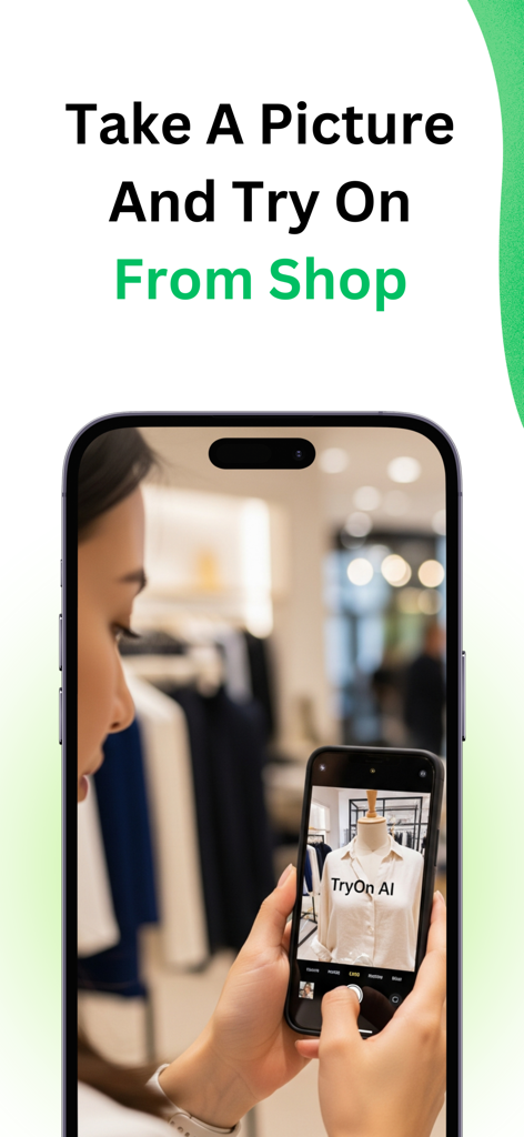 A person using their smartphone camera to capture a shirt in a store for virtual try on