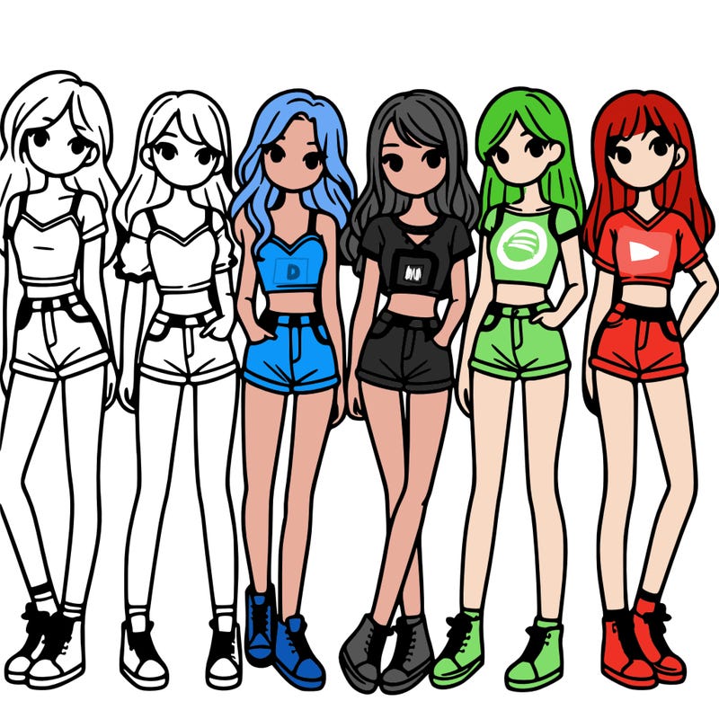 a group of girls wearing crop tops and shorts