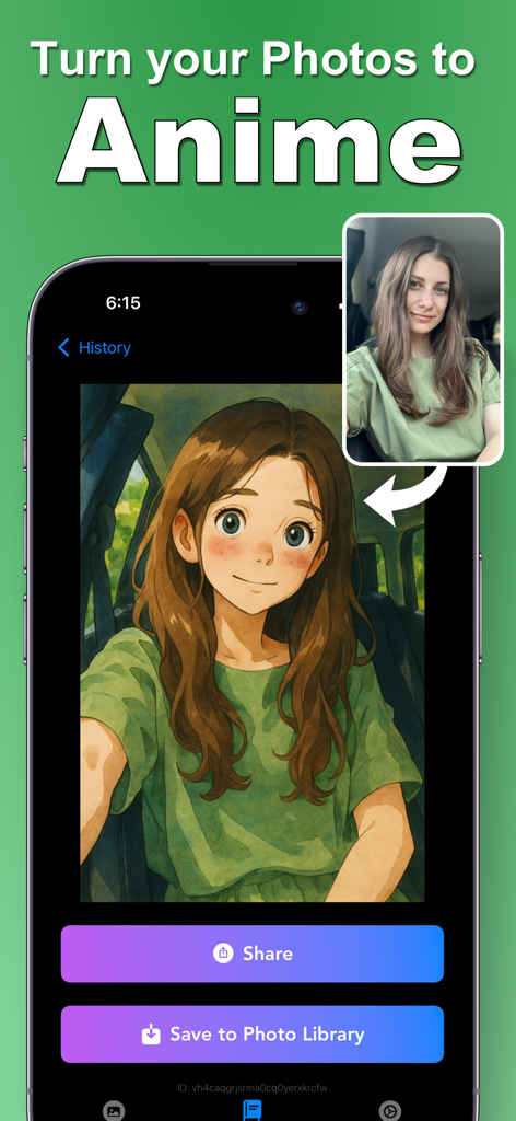 A comparison showing a real selfie transformed into a high-quality anime style character using AI.