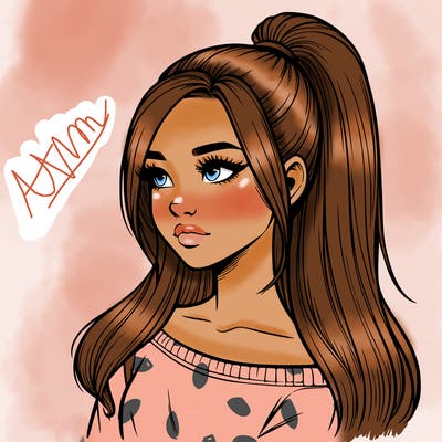 realistic girl with a high ponytail