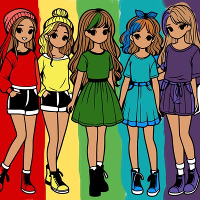 a group of five girls