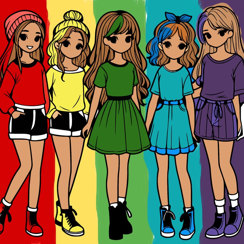 a group of five girls