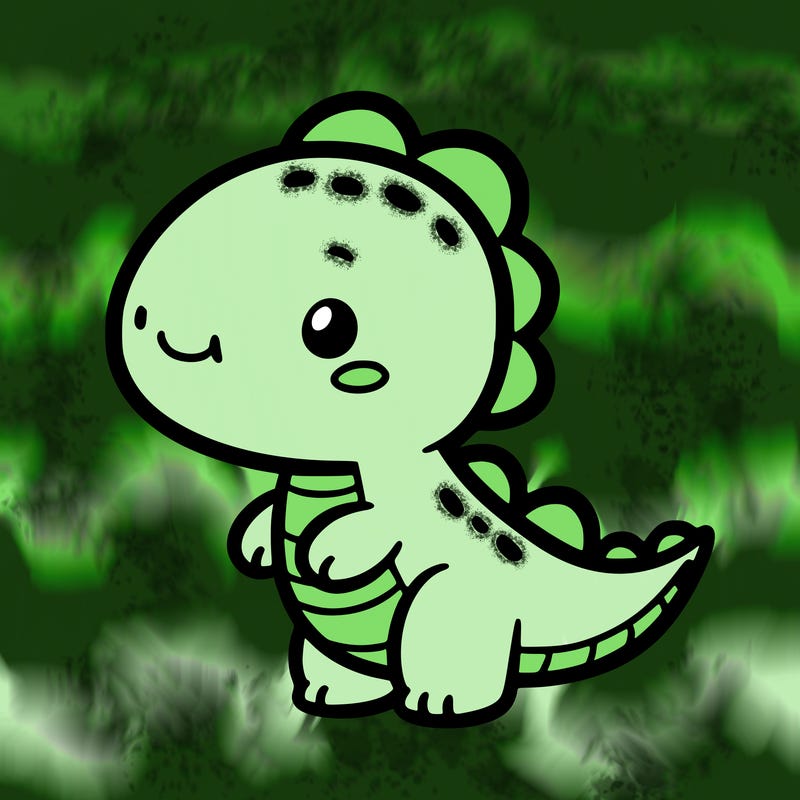 tiny cartoon dinosaur