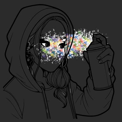 a realistic girl, spray painting