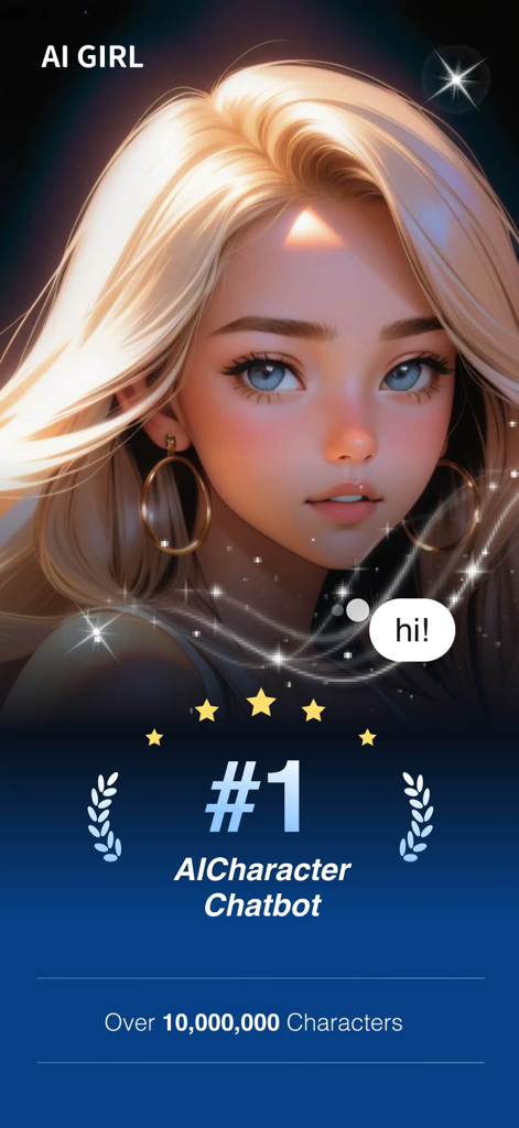 Spicy Chat AI - AI Roleplay - A close up of a blonde AI girl character on the Spicy Chat AI app interface with the title Number 1 AI Character Chatbot.