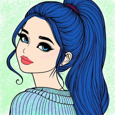 beautiful realistic girl with high ponytail