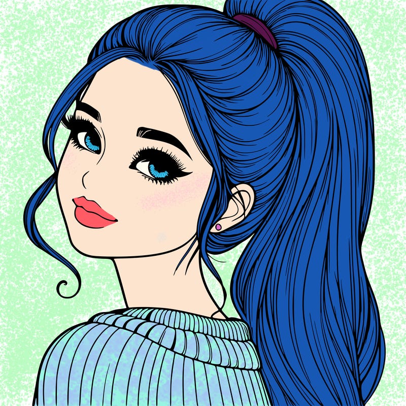 beautiful realistic girl with high ponytail