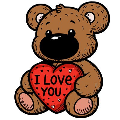 teddy bear holding an i love you heart