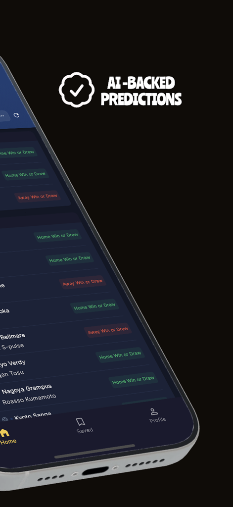 AI Football Betting Tips & Odd - Smartphone screen showing AI backed football betting predictions and tips