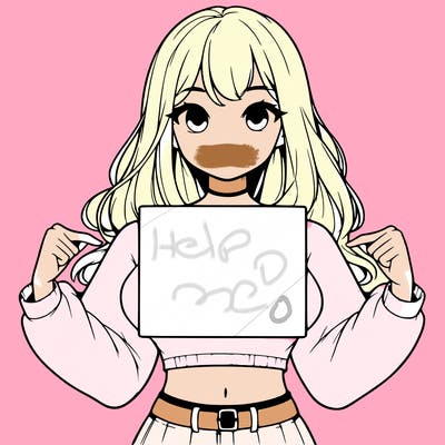 girl holding a blank sign in a long sleeve crop top