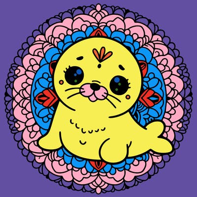 a cute baby seal mandala