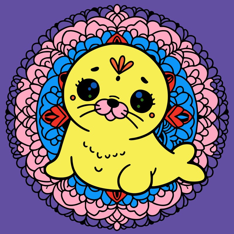 a cute baby seal mandala