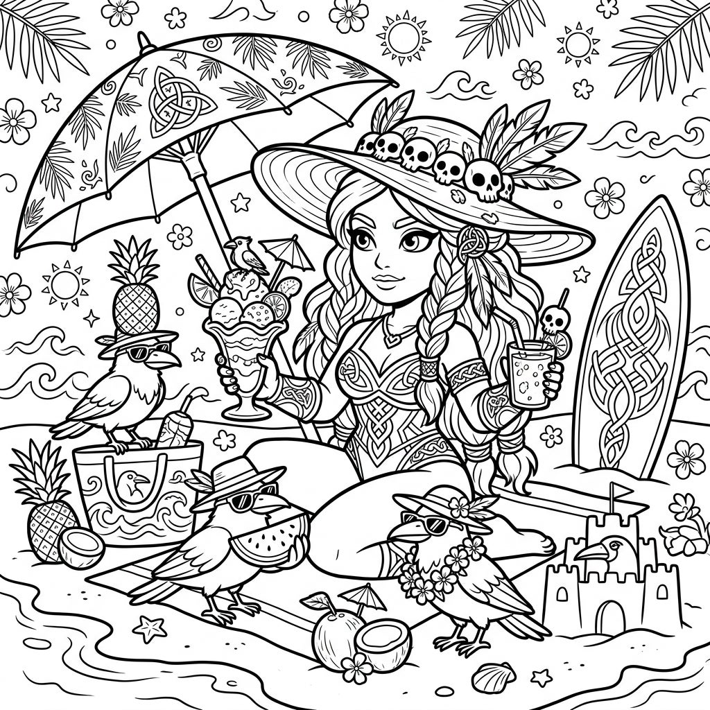 The Morrígan Summer Fun Coloring Page - Free Printable — Color Pop