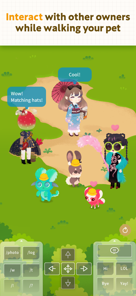 Livly Island - Adopt Cute Pets - Avatars and cute pets interacting in a green field with speech bubbles in the Livly Island app