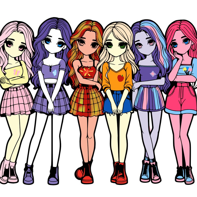 a group of girls realistic