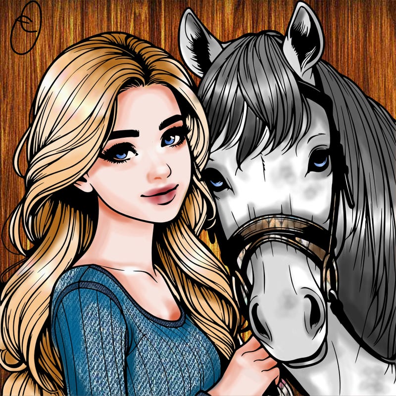 realistic girl with horse