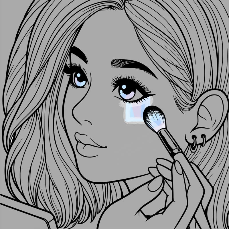 a realistic girl doing her makeup