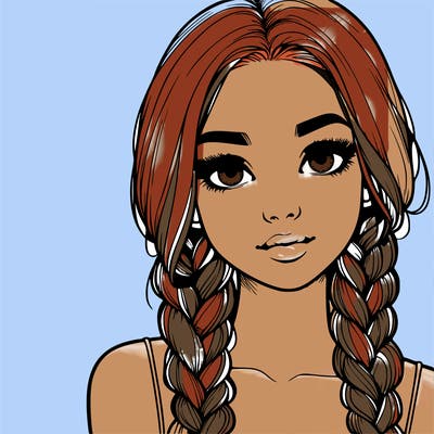 realistic girl with braids