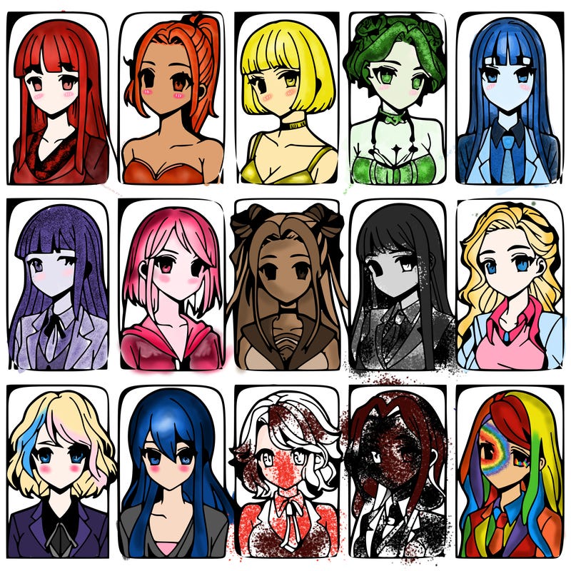 girls that look diffrent anime