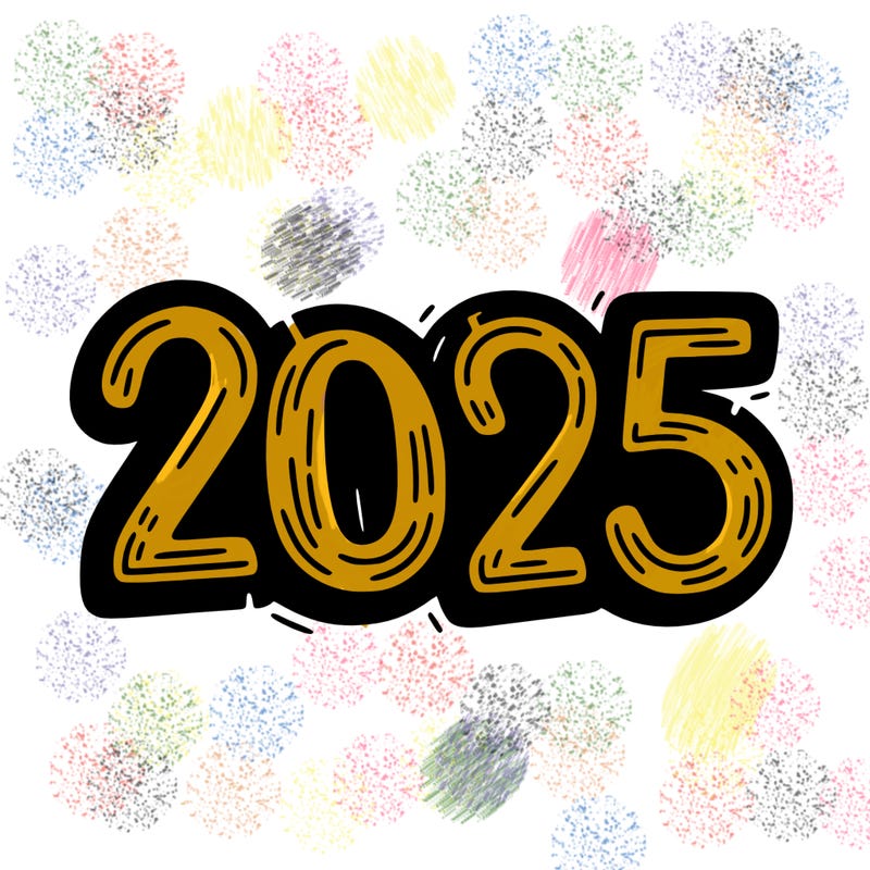 one line scrawled numbers sketch design “2025”